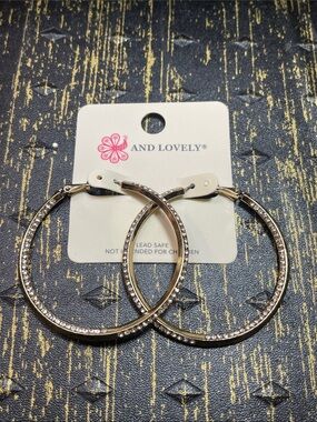 And Lovely Gold Crystal-Trim Hoop Earrings